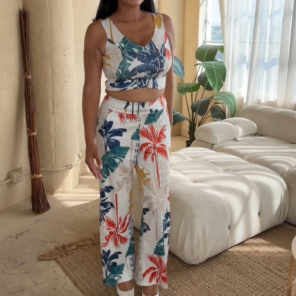Tropical Print Women's Jumpsuit